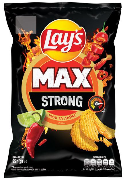 Чіпси картопляні Lays Чилі та лайм стронг  95г